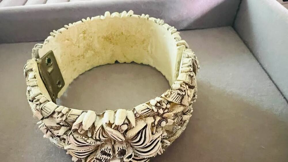 Vintage Carved Floral Cuff Bracelet